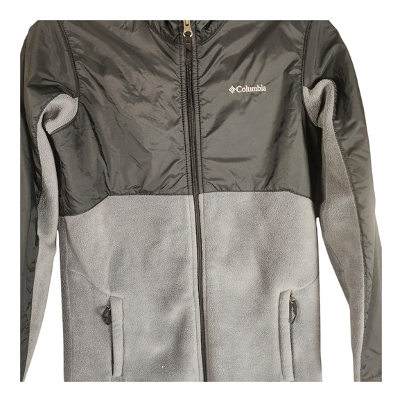 Columbia Jacket Fleece Youth Large (14/16) Soft Shell Gray & Black Full-Zip - Picture 2 of 4